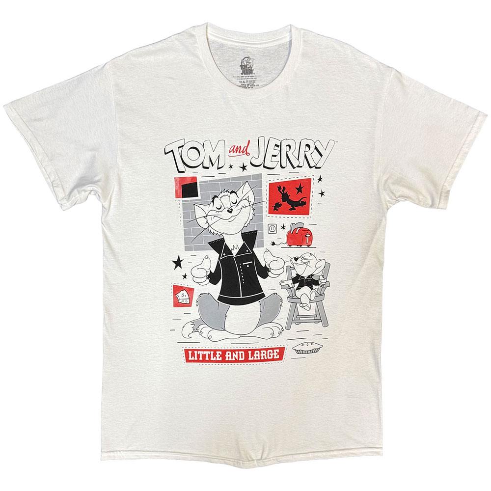 Tom And Jerry - Little & Large Squares Heren Tshirt - Wit